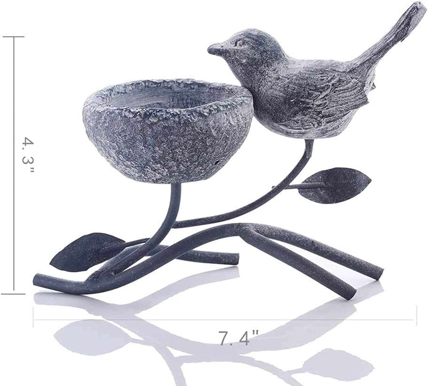 Votive Candle Holders, Vintage Home Decor Centerpiece, Iron Branches, Resin Bird and Nest, Tabletop Decorative Tealight Candle Stands,Creative Artwork (Grey Black)