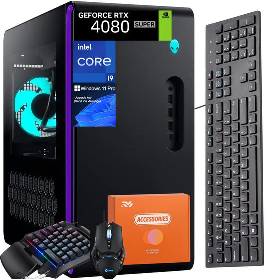 Aurora R16 Gaming Desktop, Intel 24-Core I9-14900Kf(Up to 6.0Ghz), 16GB GDDR6X Geforce RTX 4080 Super, 64 GB DDR5, 8 TB SSD, One-Handed Keyboard, Windows 11 Pro, Gaming Mouse