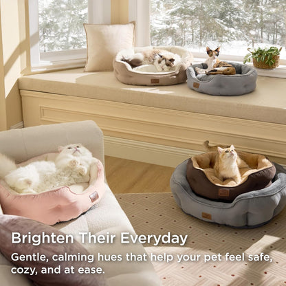 Small Dog Bed for Small Dogs Washable - round Cat Beds for Indoor Cats, round Pet Bed for Puppy and Kitten with Slip-Resistant Bottom, 20 Inches