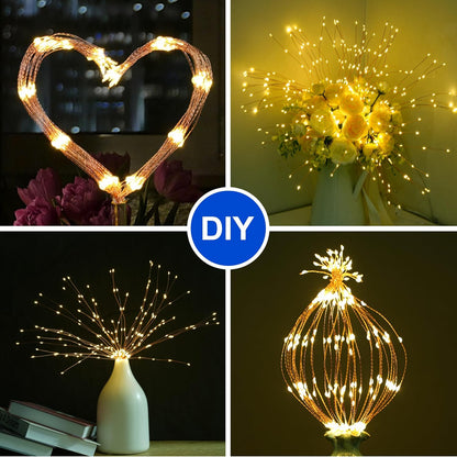 Solar Firework Lights Outdoor, 5 Pack 1000LED Solar Starburst Lights with Remote, 8 Modes Dimmable Waterproof Hanging Fairy Lights for Garden, Patio, Holiday Christmas Decor (Warm White)